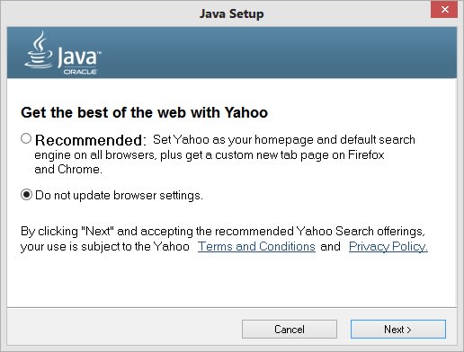Do not update Browser settings
